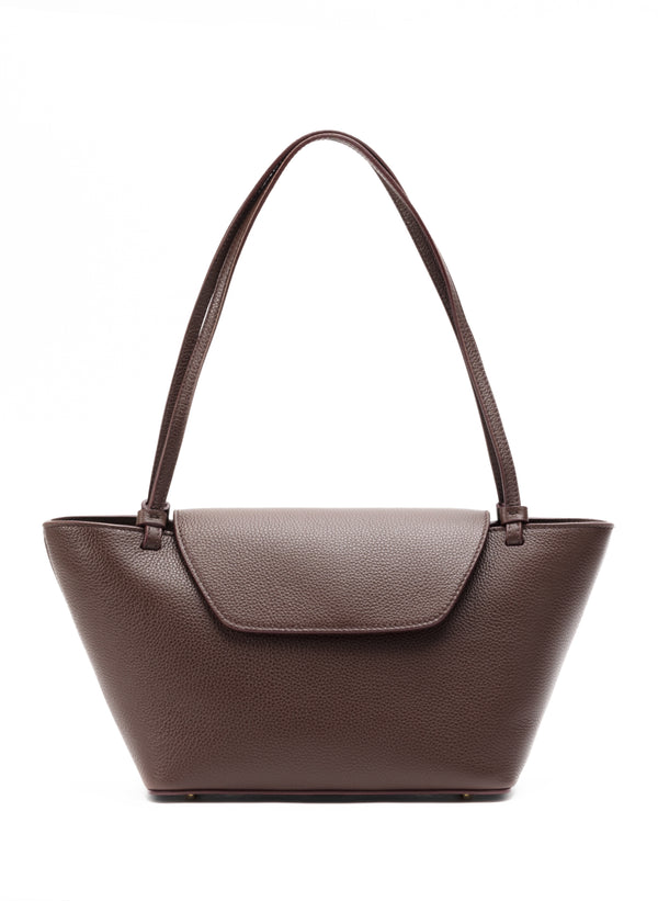 elleme Courrier Tote Pebbled Leather Dark Brown