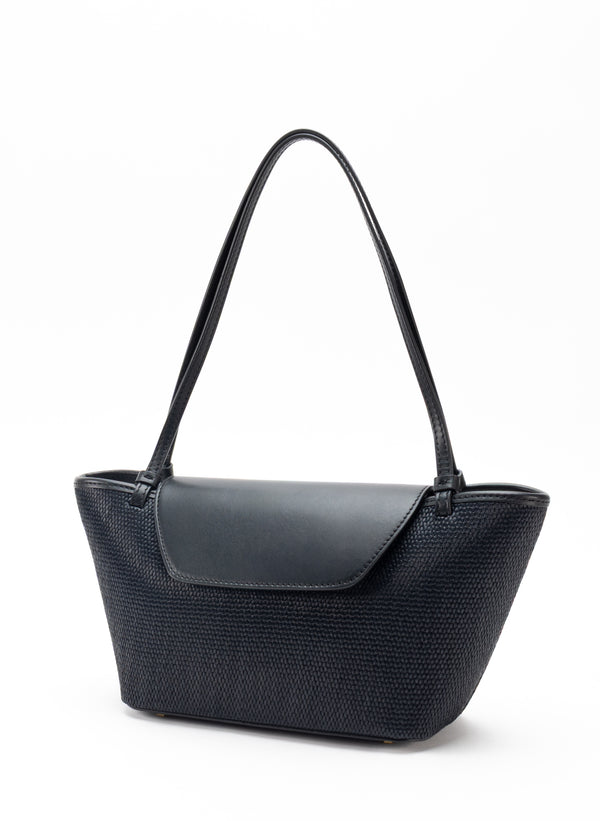 Elleme Courrier Tote Raffia/Leather Black