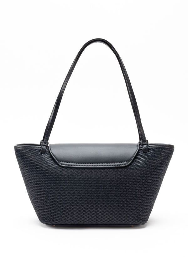 Elleme Courrier Tote Raffia/Leather Black