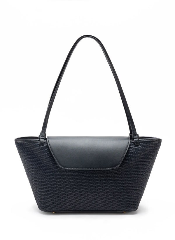 elleme Courrier Tote Raffia/Leather Black