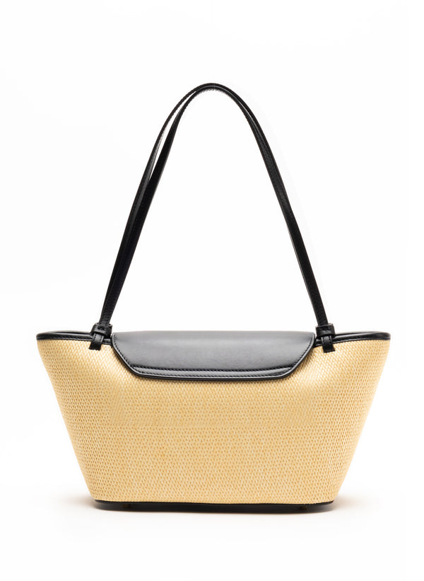 Elleme Courrier Tote Raffia/Leather Natural/Black