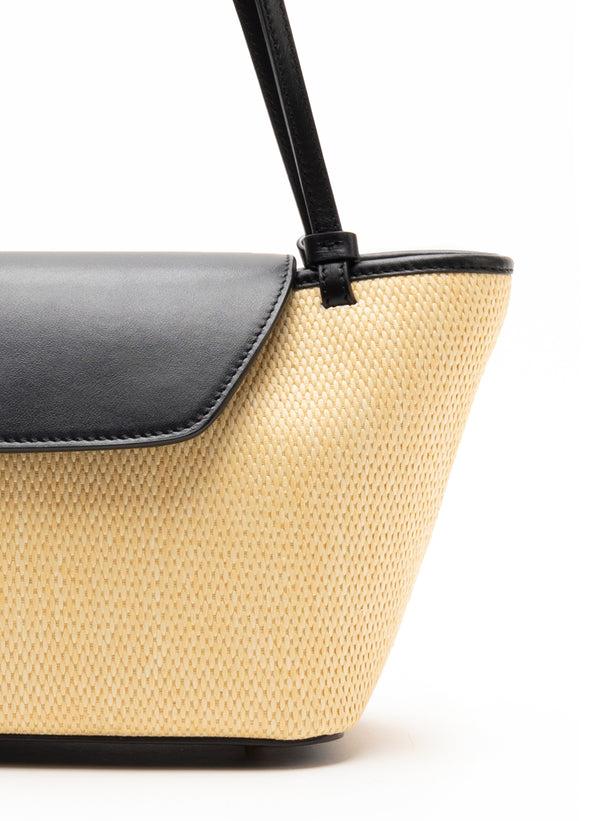 Elleme Courrier Tote Raffia/Leather Natural/Black