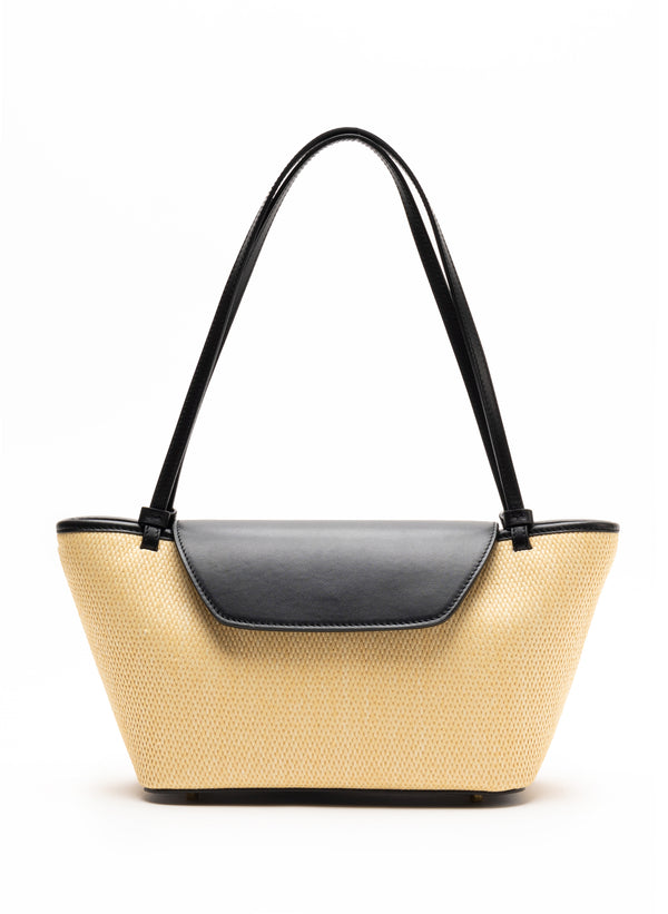 elleme Courrier Tote Raffia/Leather Natural/Black