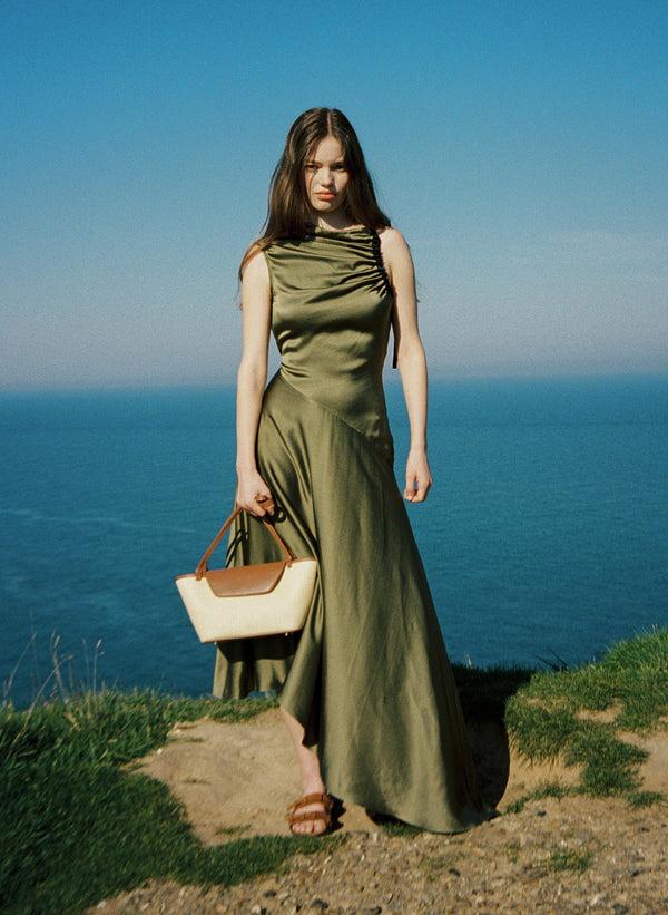 Elleme Courrier Tote Raffia/Leather Natural/Cognac