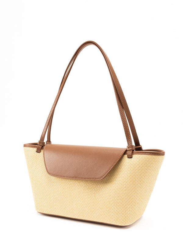 Elleme Courrier Tote Raffia/Leather Natural/Cognac
