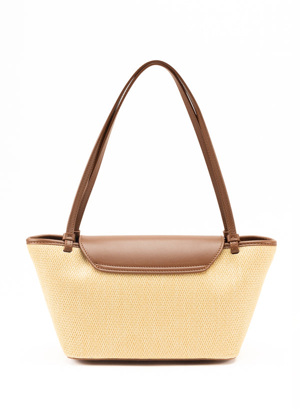 Elleme Courrier Tote Raffia/Leather Natural/Cognac