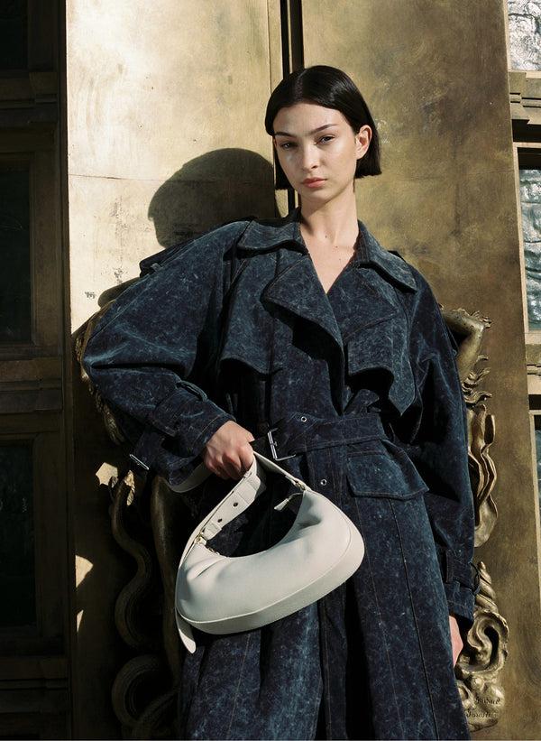 Elleme Dimple Moon Pebbled Leather Sesame