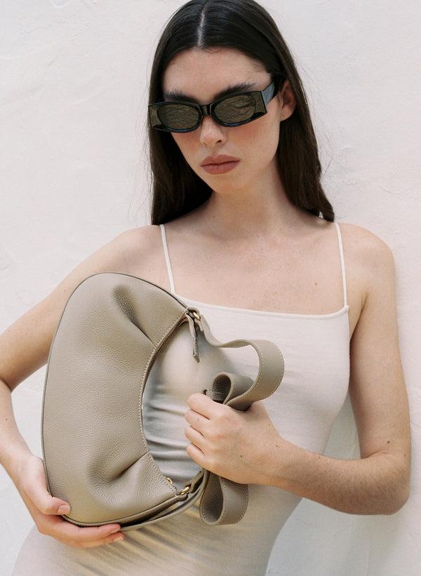 Elleme Dimple Moon Pebbled Leather Taupe