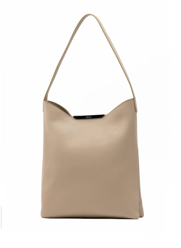 Elleme Gemini Pebbled Leather Taupe - Silver