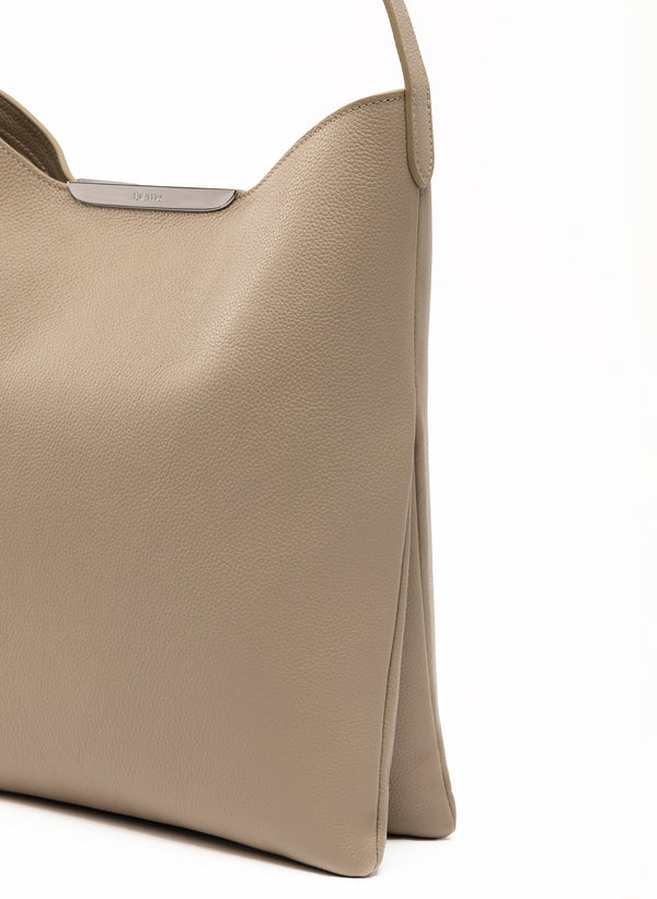 Elleme Gemini Pebbled Leather Taupe - Silver