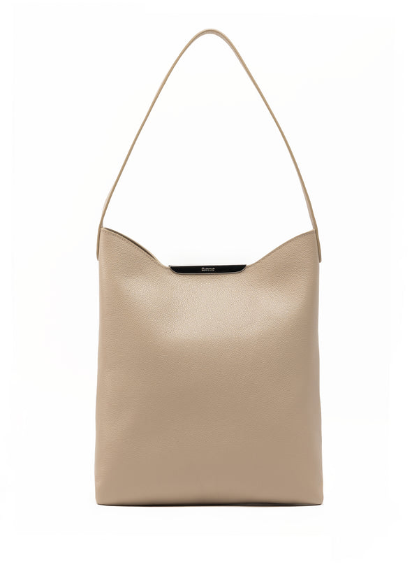 elleme Gemini Pebbled Leather Taupe - Silver