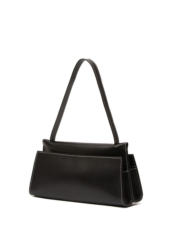Elleme Long Papillon Leather Black/White Stitches