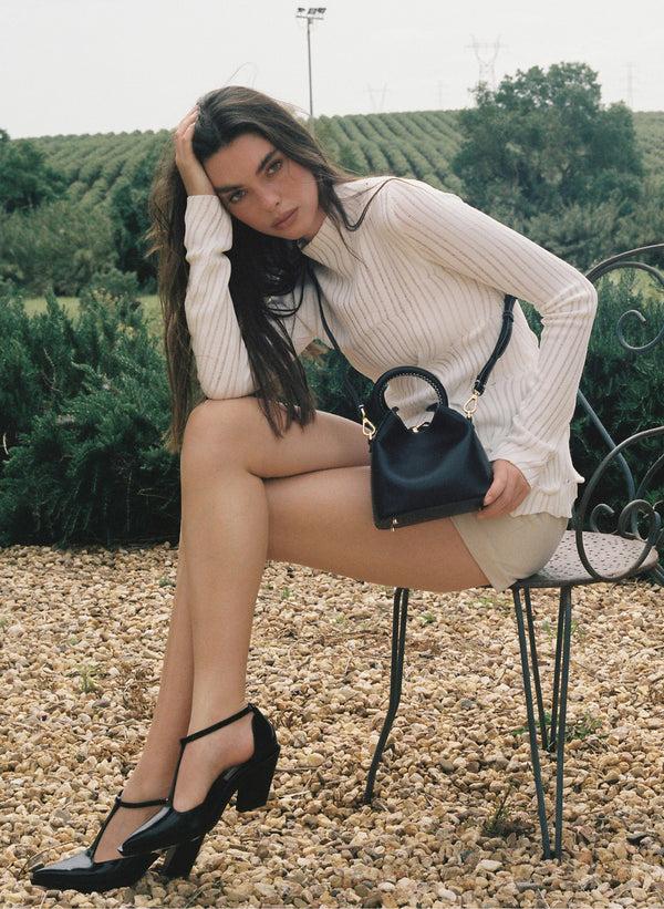 Elleme Madeleine Leather Black/White Stitching