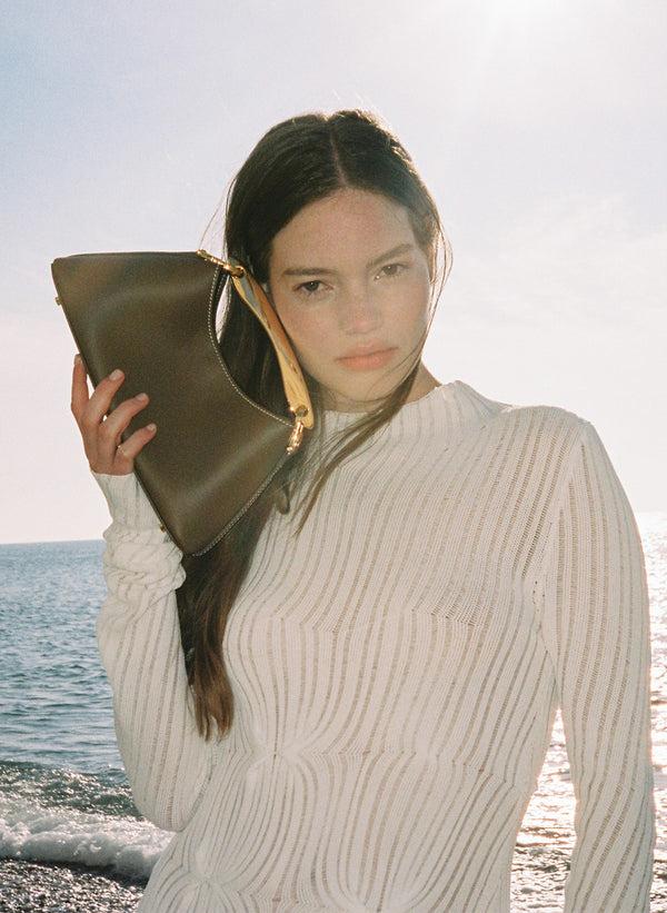 Elleme Mini Boomerang Leather Rock/White Stitches