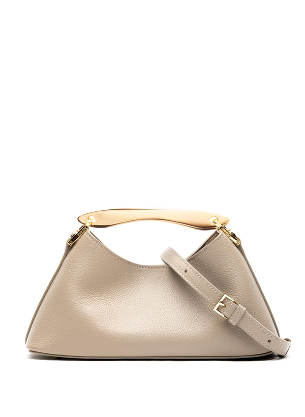 Elleme Mini Boomerang Pebbled Leather Taupe - Gold