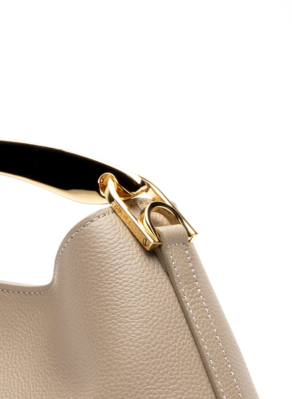 Elleme Mini Boomerang Pebbled Leather Taupe - Gold