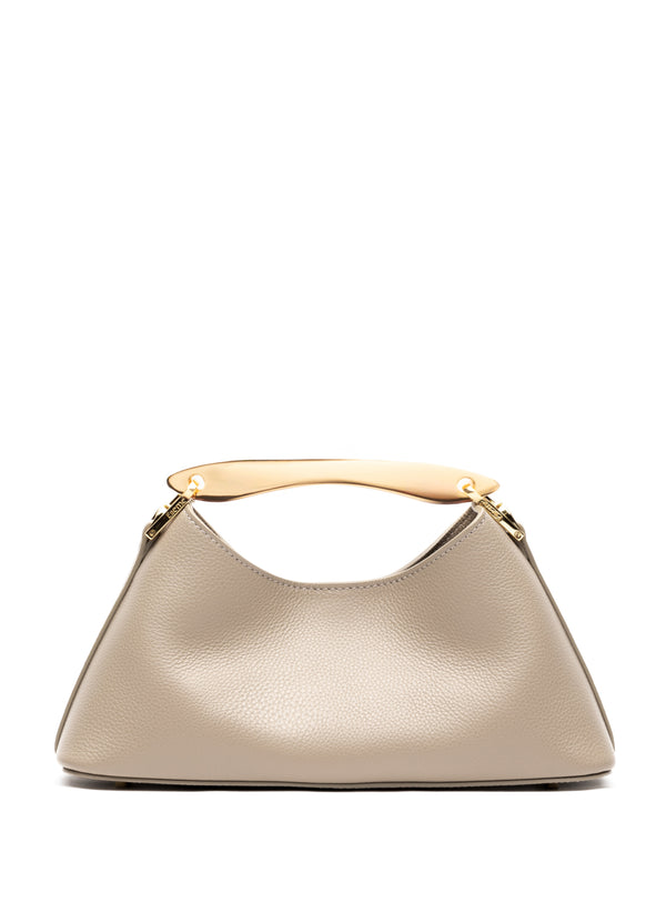 elleme Mini Boomerang Pebbled Leather Taupe - Gold