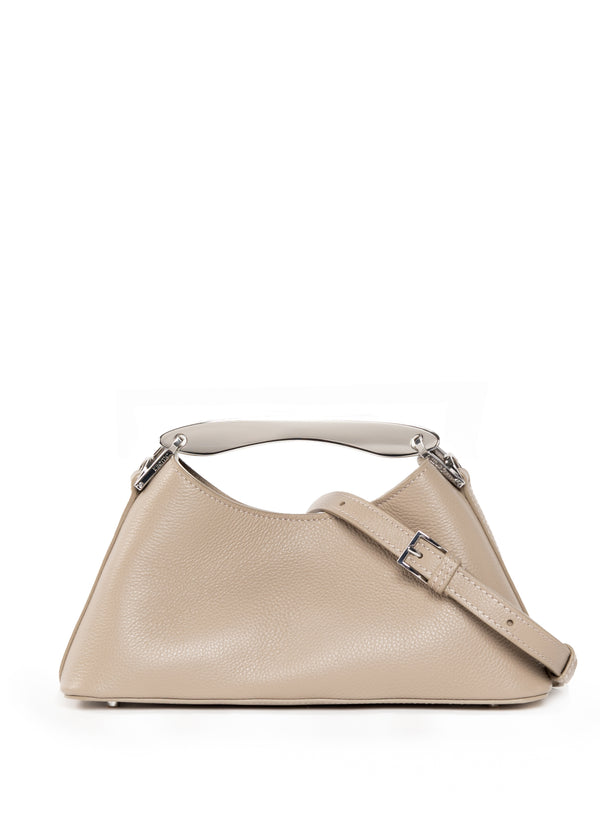 Elleme Mini Boomerang Pebbled Leather Taupe - Silver