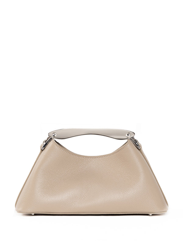elleme Mini Boomerang Pebbled Leather Taupe - Silver