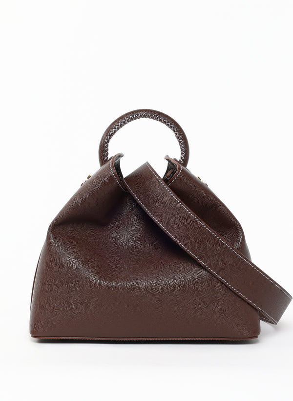 Elleme Raisin Caviar Leather Brown White Stitching