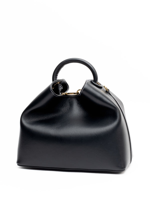 Elleme Raisin Leather Black/White Stitches