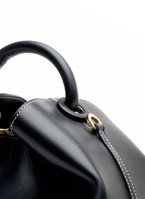 Elleme Raisin Leather Black/White Stitches