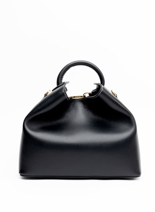 elleme Raisin Leather Black/White Stitches