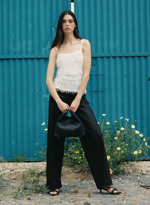 Elleme Raisin Raffia/Leather Black