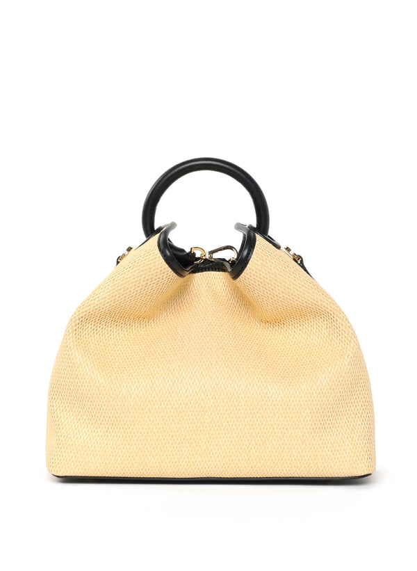 elleme Raisin Raffia/Leather Natural/Black