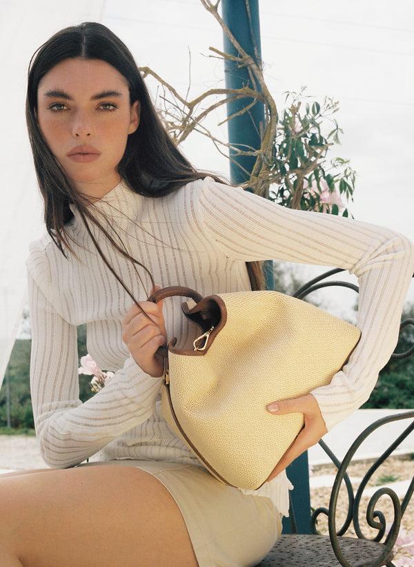 Elleme Raisin Raffia/Leather Natural/Cognac