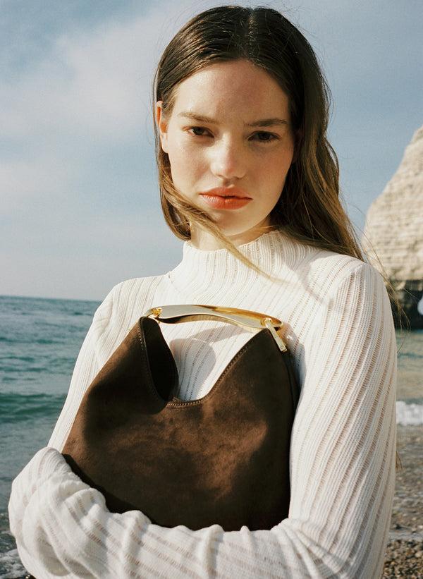 Elleme Small Boomerang Suede Brownie