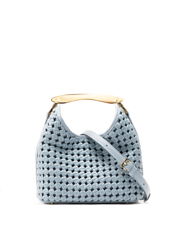 Elleme Small Boomerang Woven Leather Artic Blue