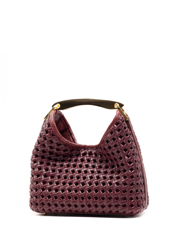Elleme Small Boomerang Woven Leather Burgundy