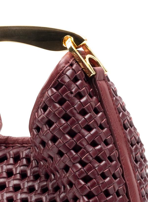 Elleme Small Boomerang Woven Leather Burgundy