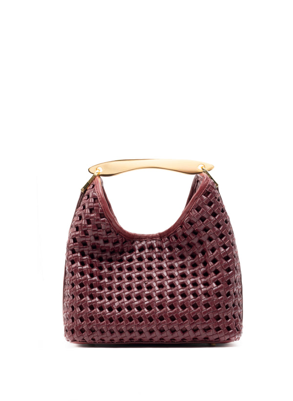 elleme Small Boomerang Woven Leather Burgundy