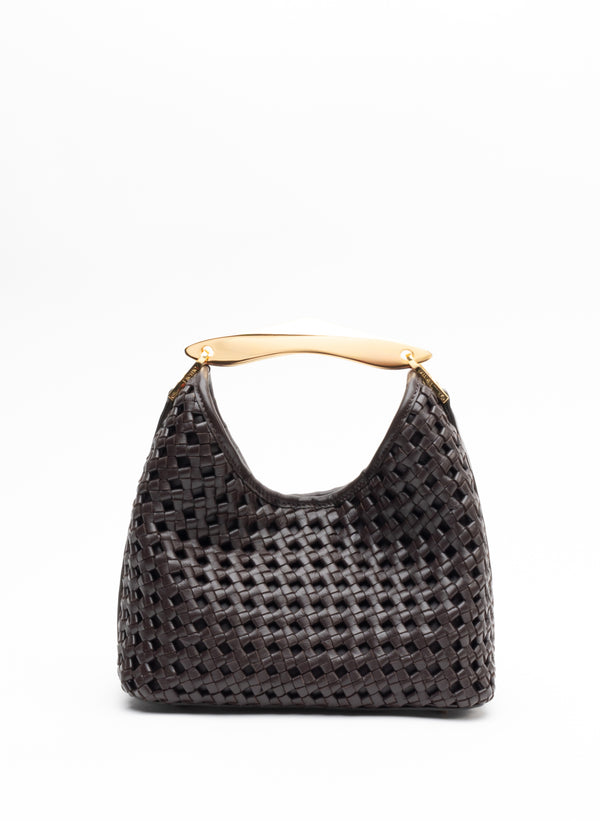 elleme Small Boomerang Woven Leather Dark Brown