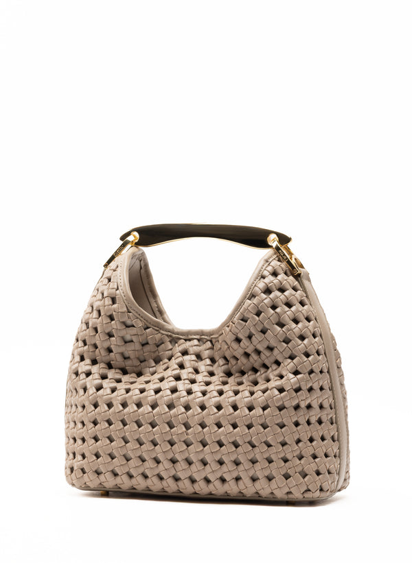 Elleme Small Boomerang Woven Leather Taupe