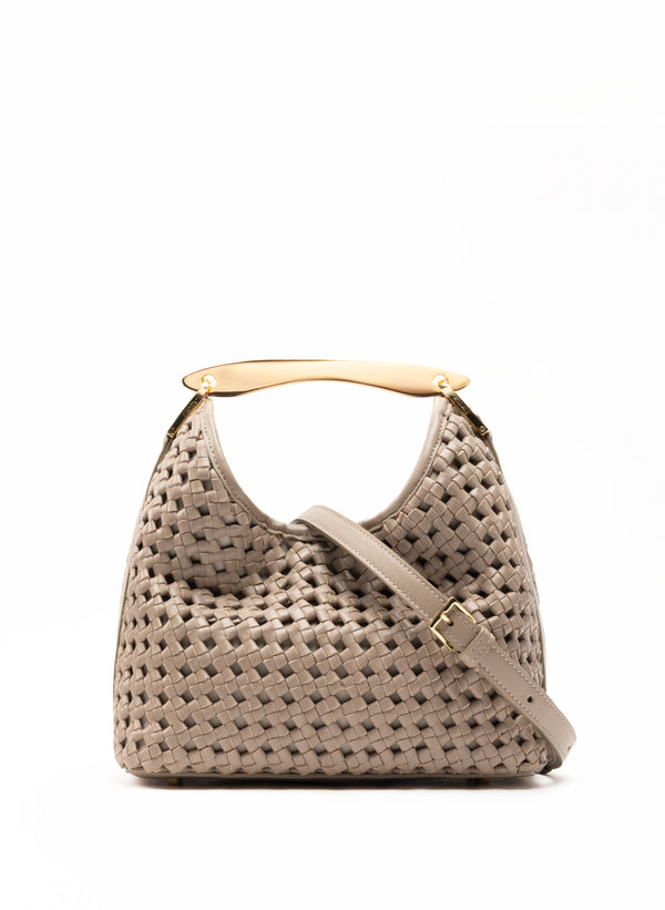 Elleme Small Boomerang Woven Leather Taupe