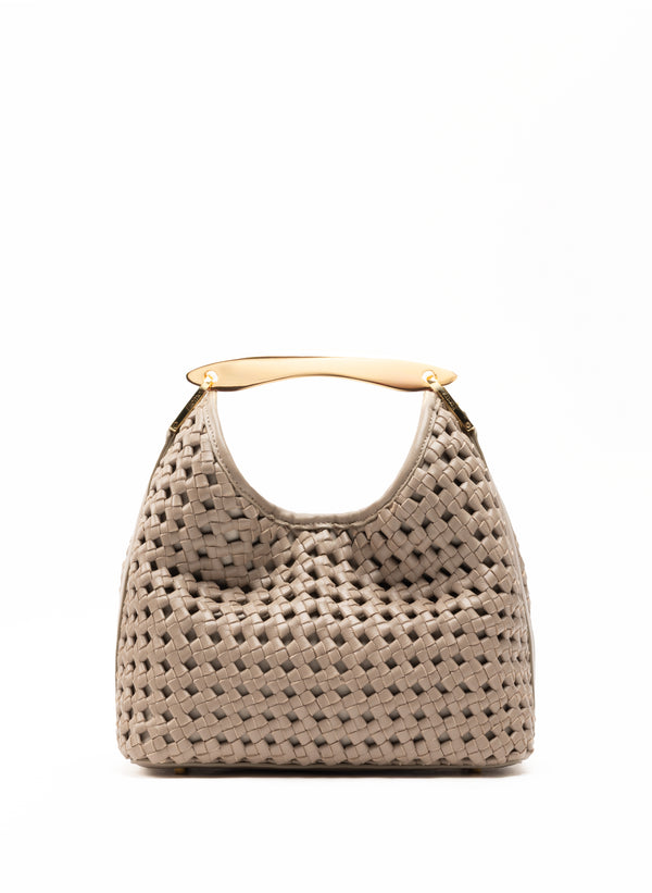 elleme Small Boomerang Woven Leather Taupe