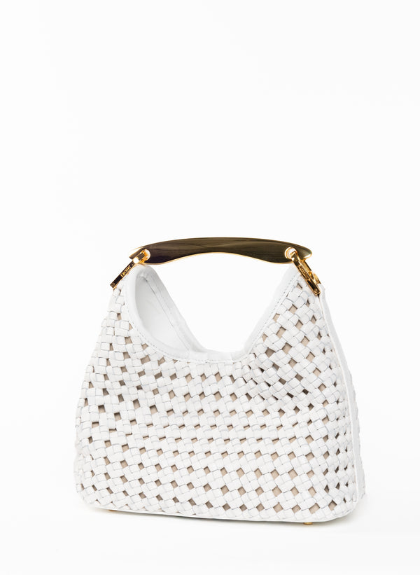 Elleme Small Boomerang Woven Leather White
