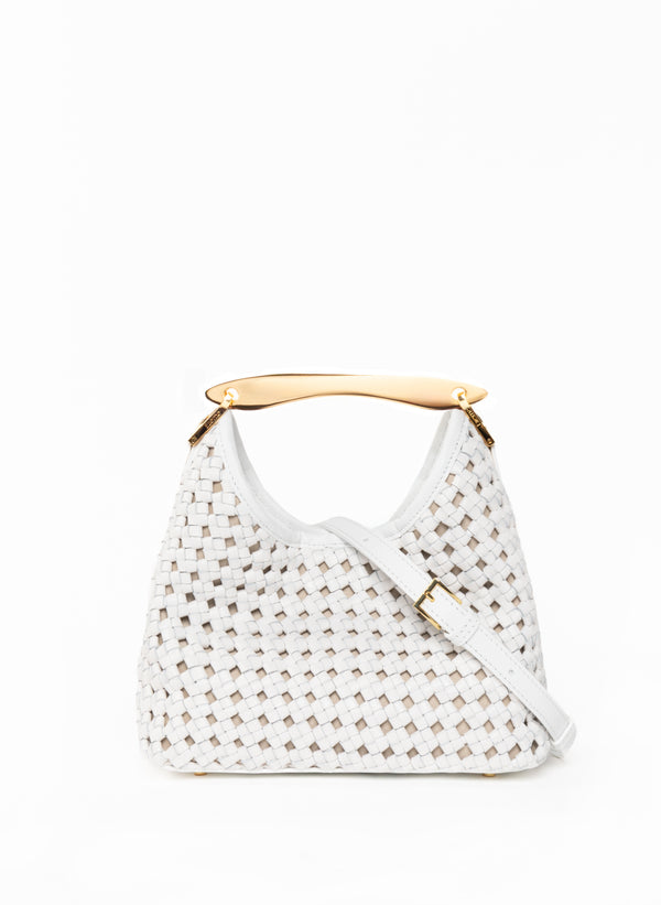 Elleme Small Boomerang Woven Leather White