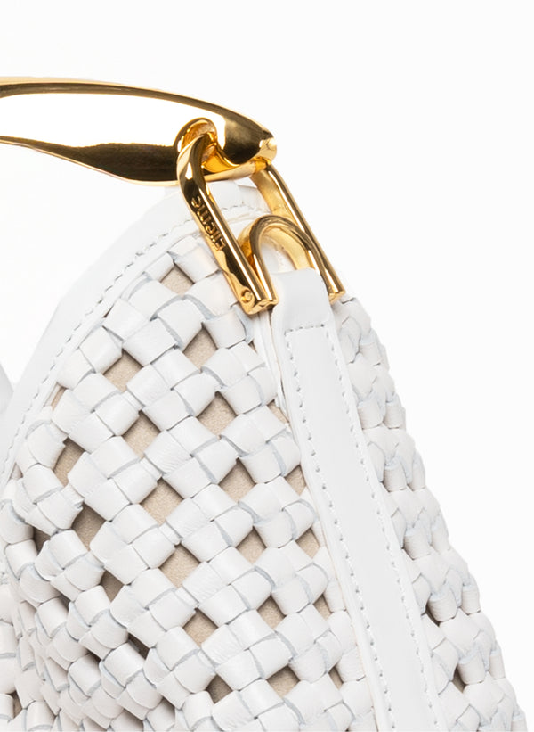 Elleme Small Boomerang Woven Leather White