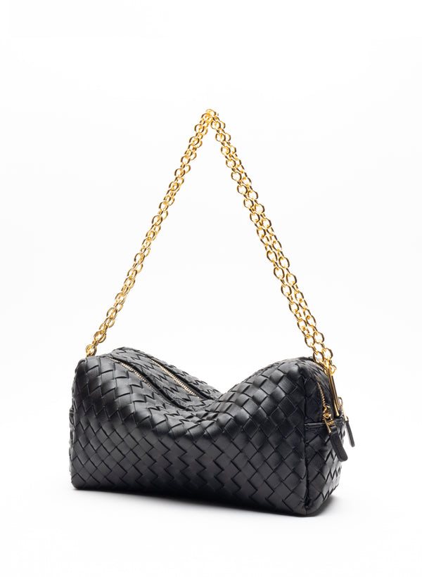 Elleme Trousse Chain Woven Leather Black