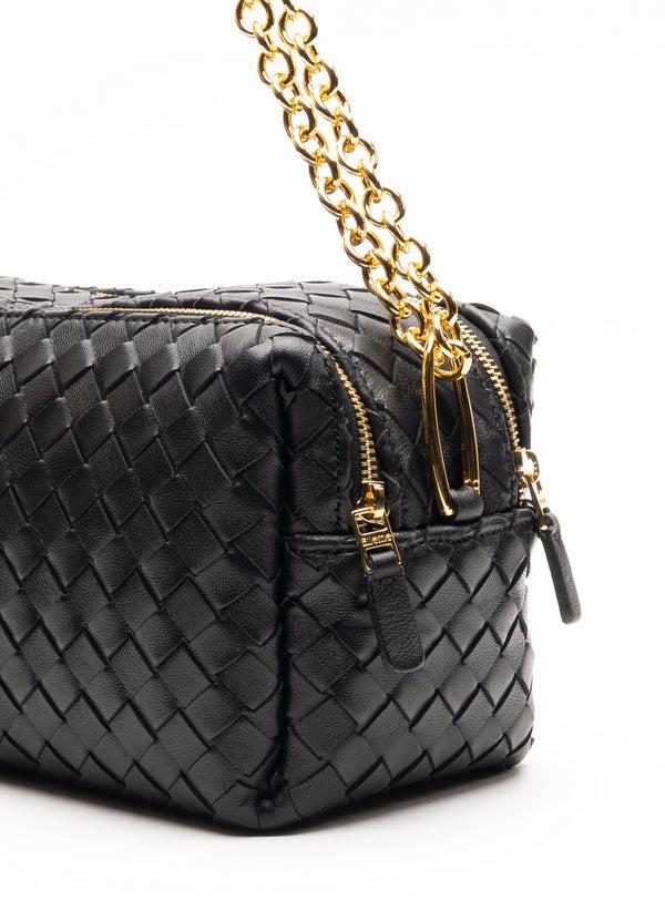 Elleme Trousse Chain Woven Leather Black
