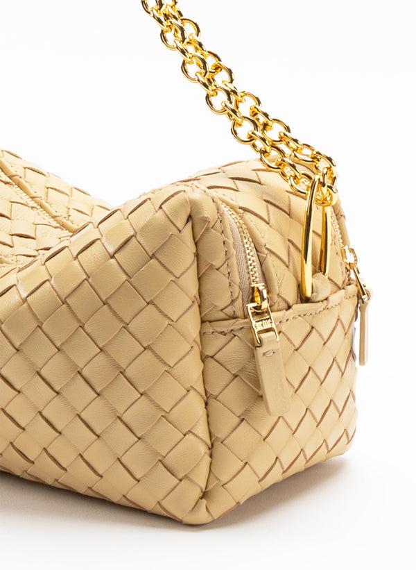 Elleme Trousse Chain Woven Leather Butter