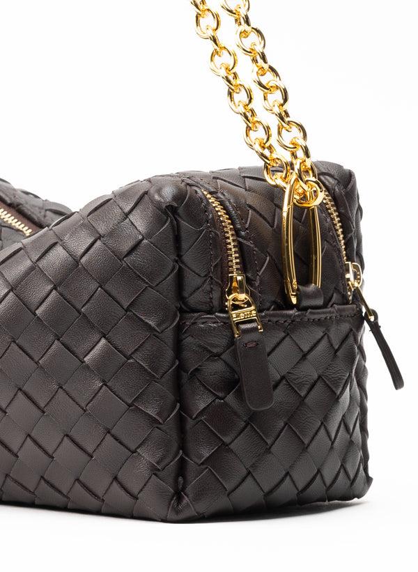 Elleme Trousse Chain Woven Leather Dark Brown