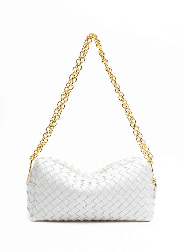 elleme Trousse Chain Woven Leather White
