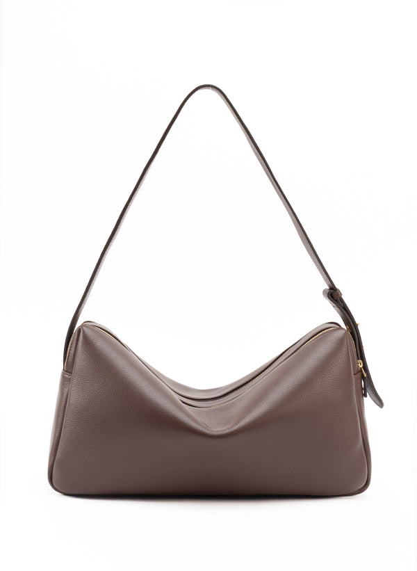elleme Trousse Large Pebbled Leather Dark Brown