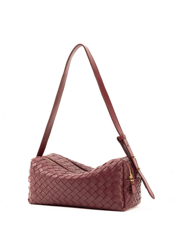 Elleme Trousse Woven Leather Burgundy