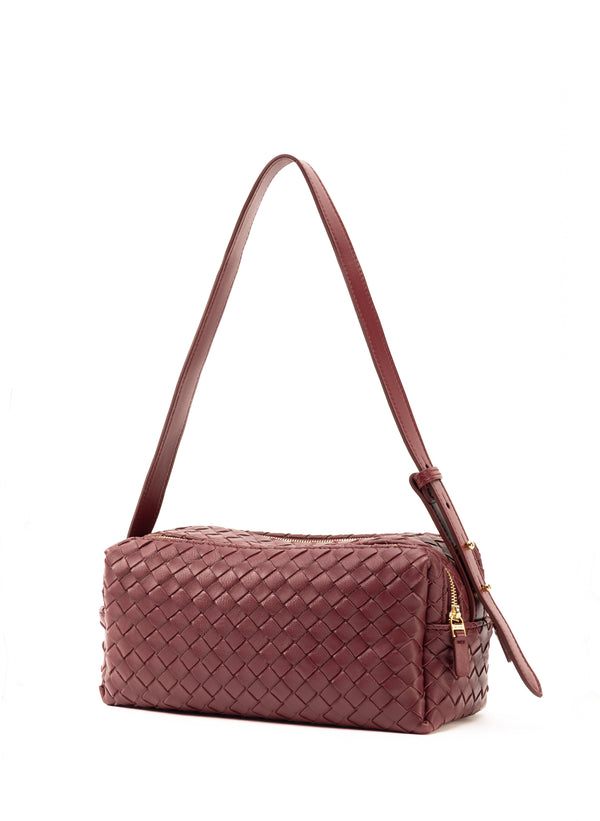 Elleme Trousse Woven Leather Burgundy